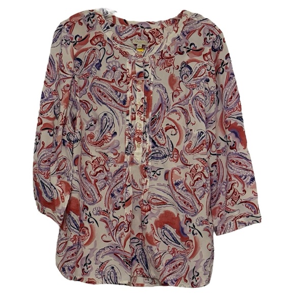 Talbots Paisley Print Blouse Size Medium Petite - Picture 2 of 4